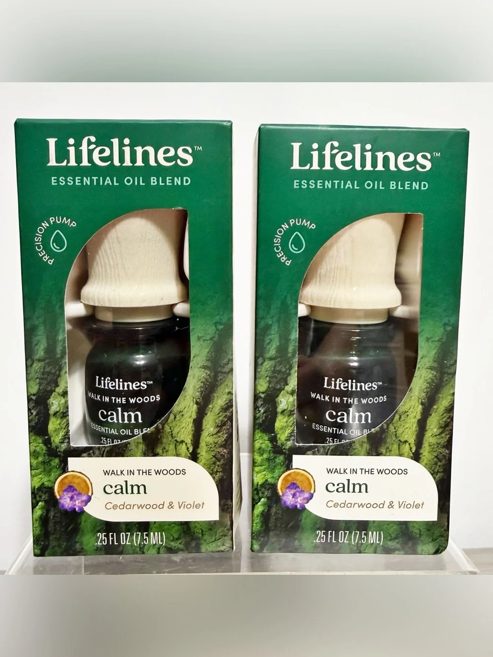 ( LOT OF 2 ) Lifelines Essential Oil Blend CALM, WALK IN THE WOODS .25 oz NIB